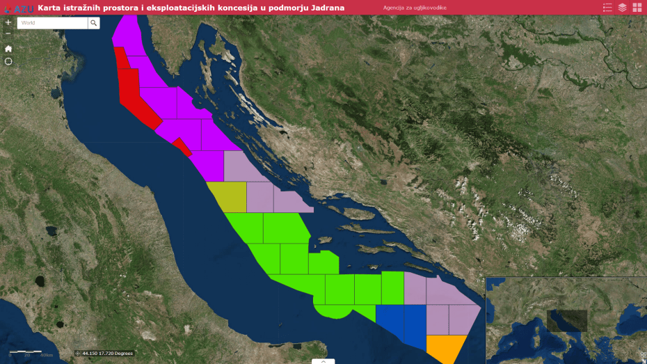 AZU_Karta istraznih prostora i eksploatacijskih koncesija u podmorju Jadrana